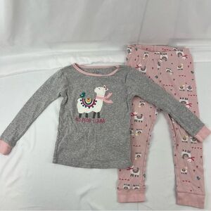 Kid's Pajamas - Llama - 5T - Pink and Gray - Wonder Nation